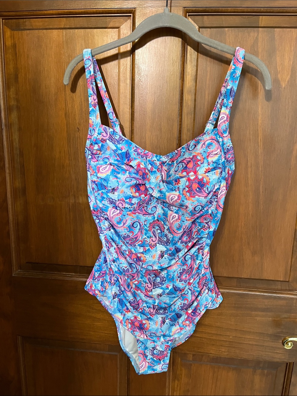 Women's Paisley One-Piece Swimsuit in Blue & Pink